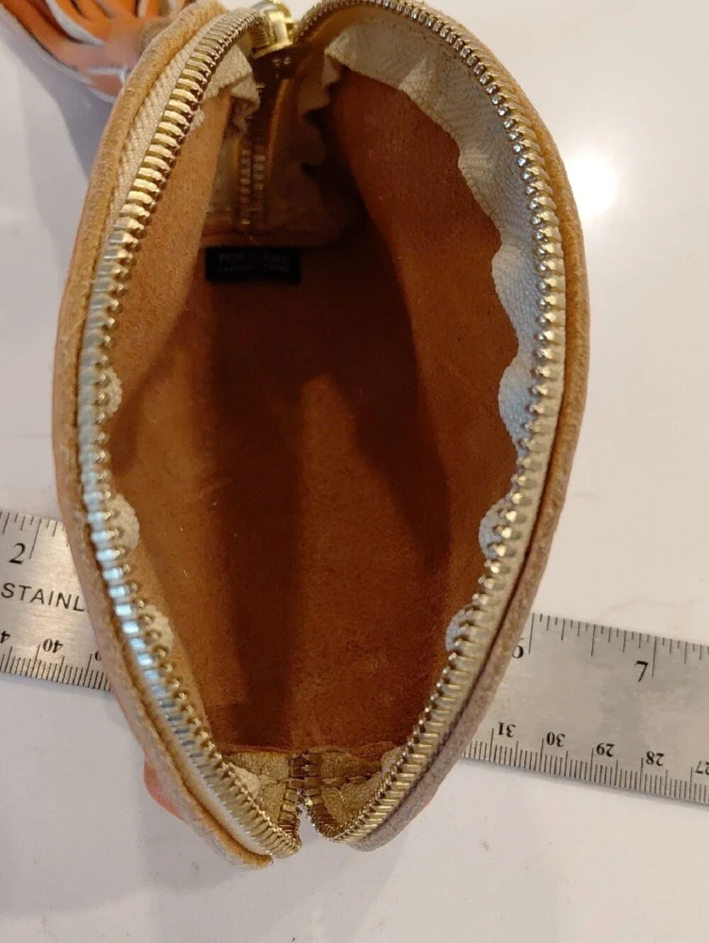 PORTLAND LEATHER GOODS Small Orange Leather TACO Tassel Coin Pouch..NEW? I